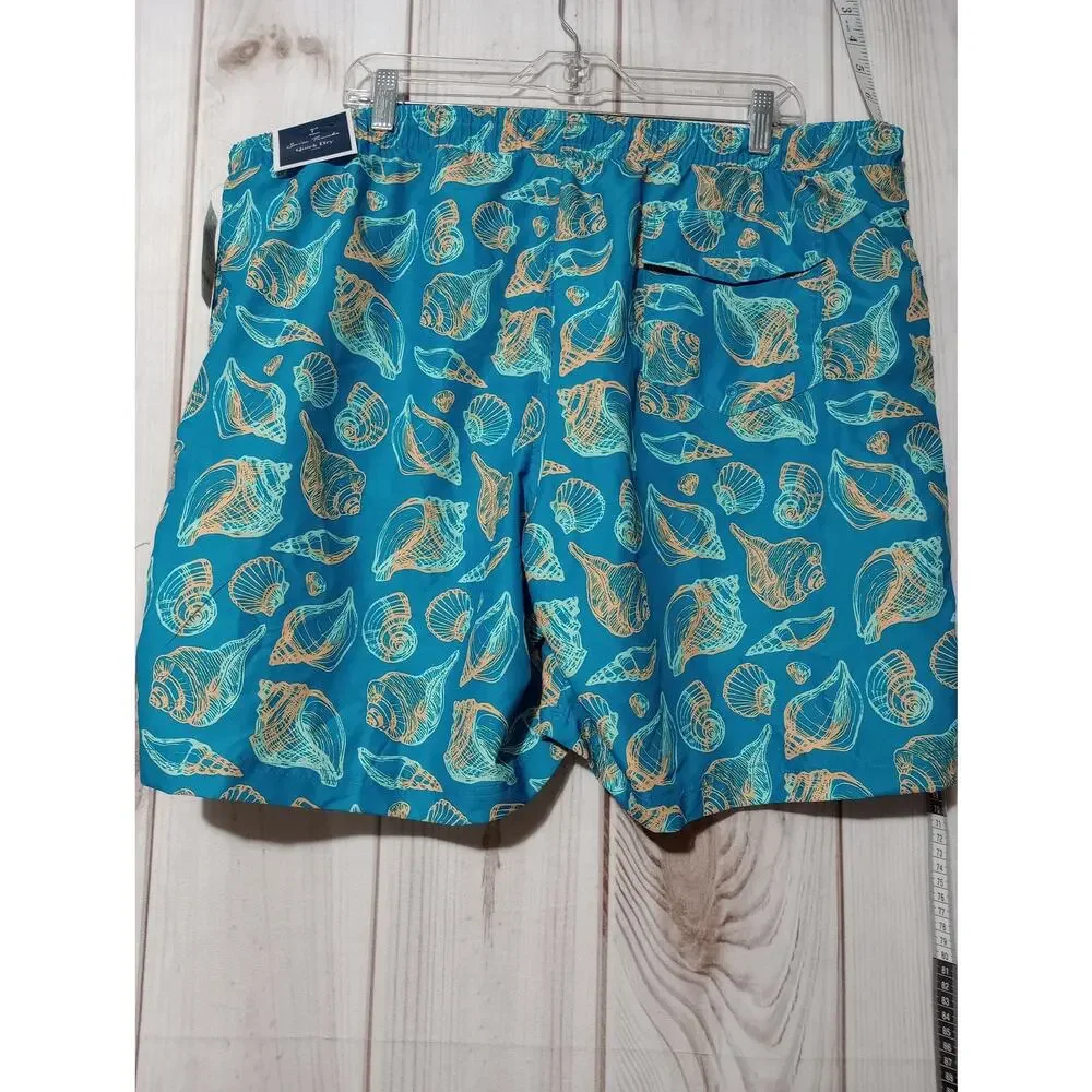 Club Room Swim‎ Trunks Mens 2XL Blue Seashell Print Quick Dry Shorts 7